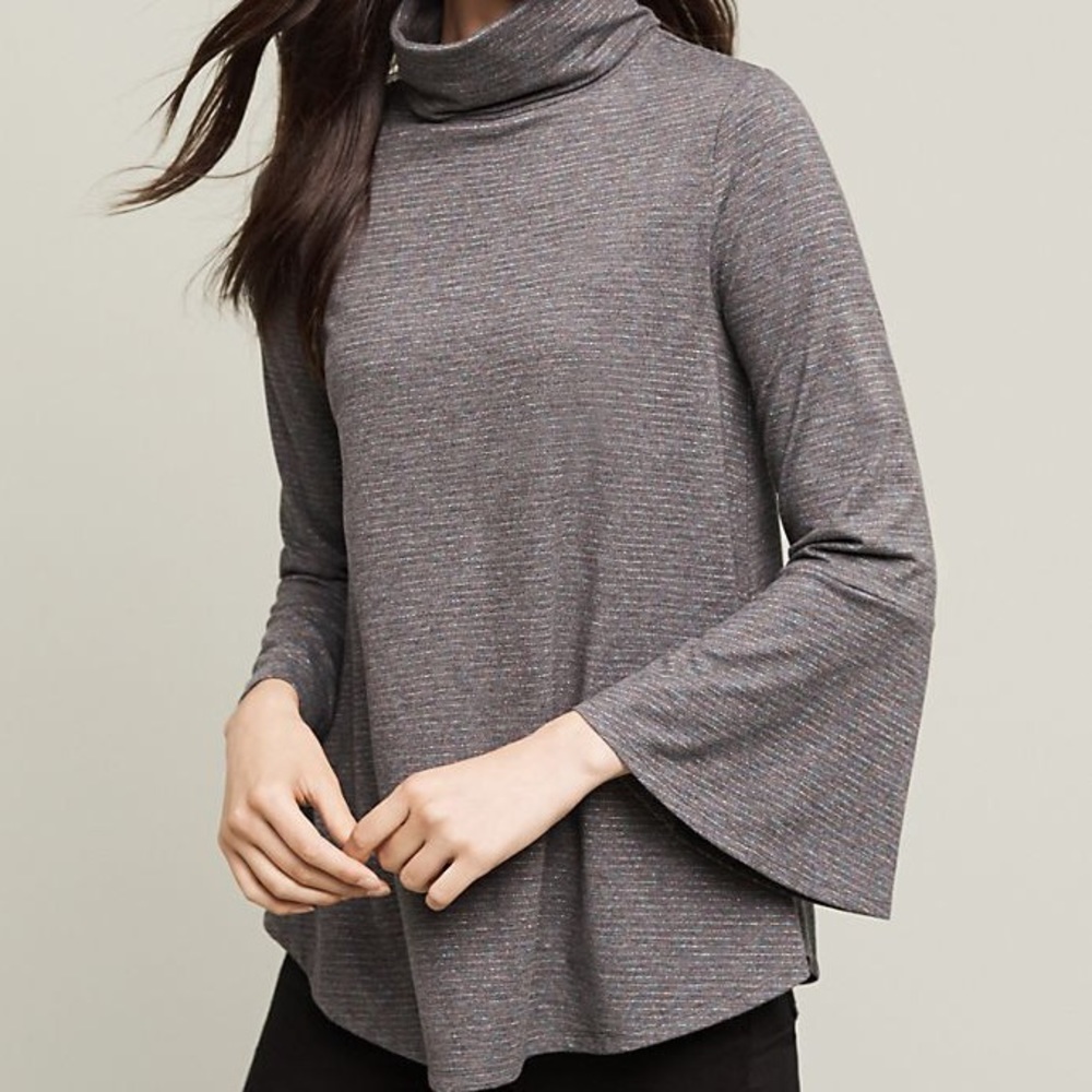 ANTHRO Postmark Liz Metallic Stripe Turtleneck &⁉️